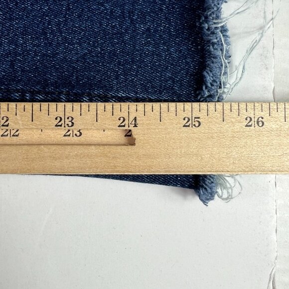 Zara Jeans Women 32 x 25* High Rise Boot Cut Crop Dark Blue Raw Hem Denim Tag 12 - Picture 12 of 16
